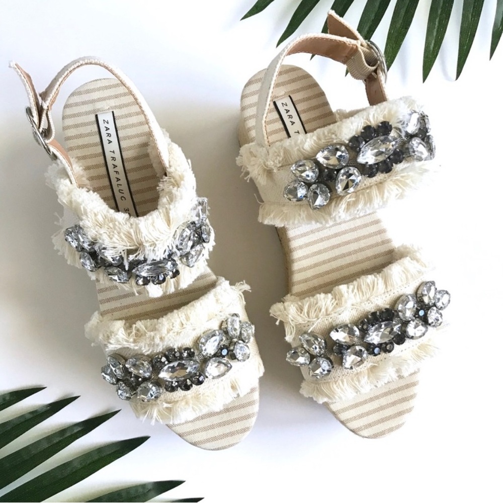 Zara tassel jewel espadrille platform sandals